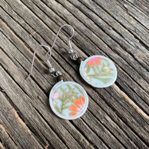 Orange and Green Floral Japanese Chiyogami Moons