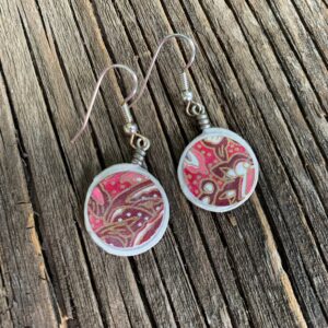 Red Japanese Chiyogami Paper Moons