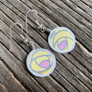 Handmade Paper Moon earrings with Japanese Chiyogami paper